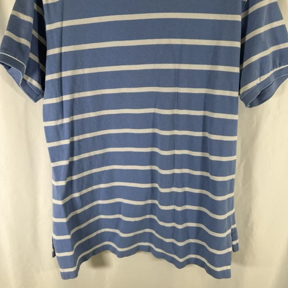 Polo Ralph Lauren Polo Shirt Mens XL Blue Striped Short Sleeve Custom Fit Cotton